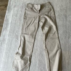 Women’s DKNY Khaki Camel Chino Pants Flat Front Button Back Pocket Cotton Sz 4